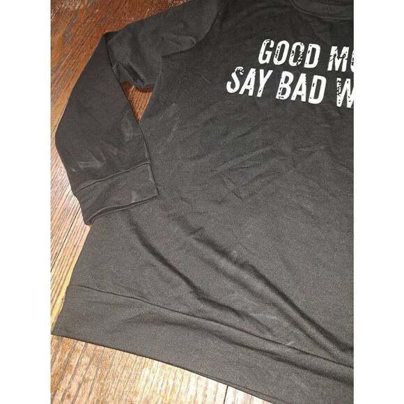 Large Long Sleeve Good Moms Say Bad Words Black Long Sleeve Pullover Shirt Top - Picture 3 of 4